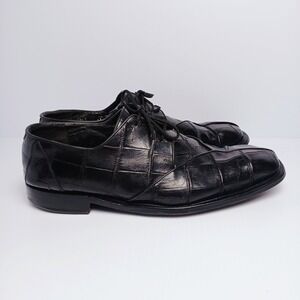 Fennix Italy Mens Alligator Dress Shoes Black Square Toe Size 13